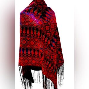 Handcrafted Palestinian Tatreez shawl embroidered